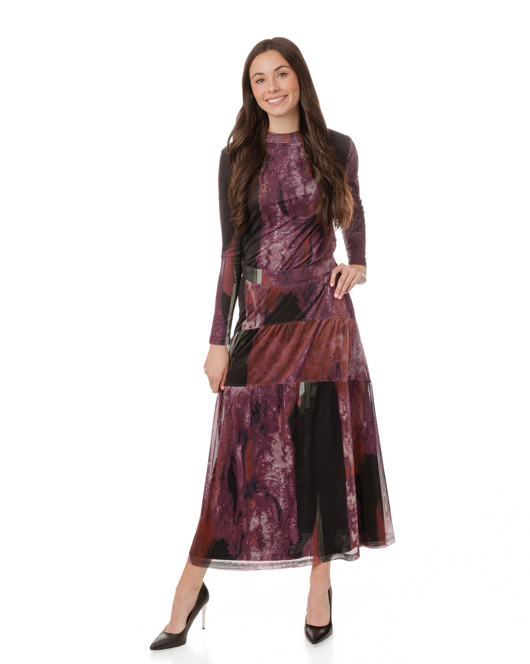 LU MULTI COLOR TIRED MESH SKIRT