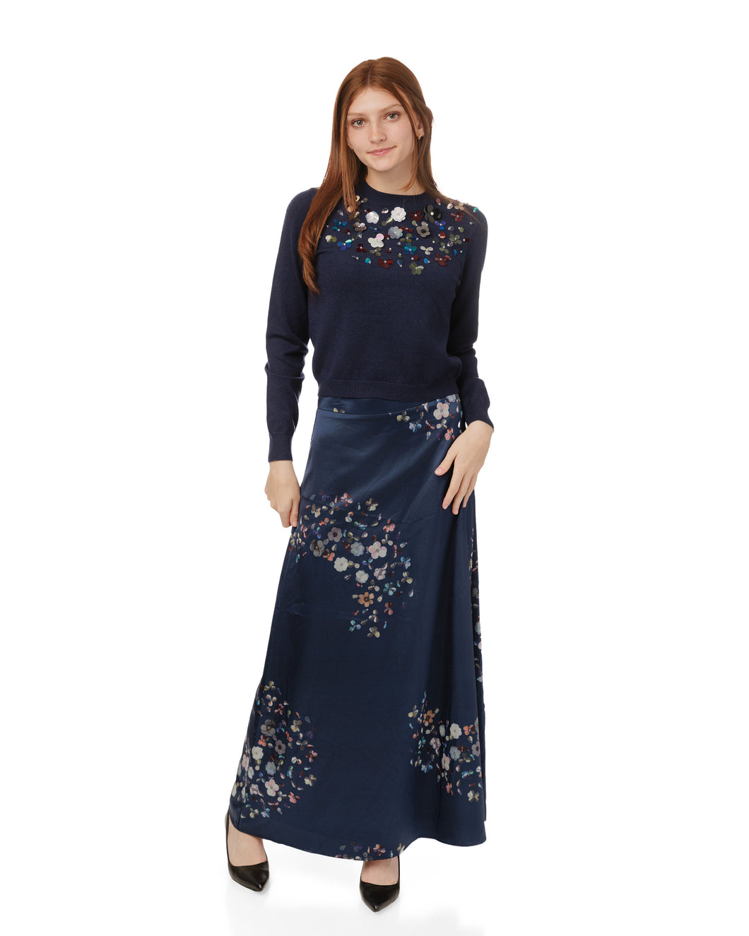 LU SLIP SKIRT WITH MULTI FLORAL PRINT