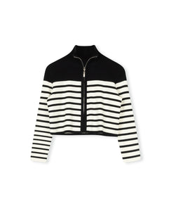 J STRIPE ZIPPER CARDIGAN