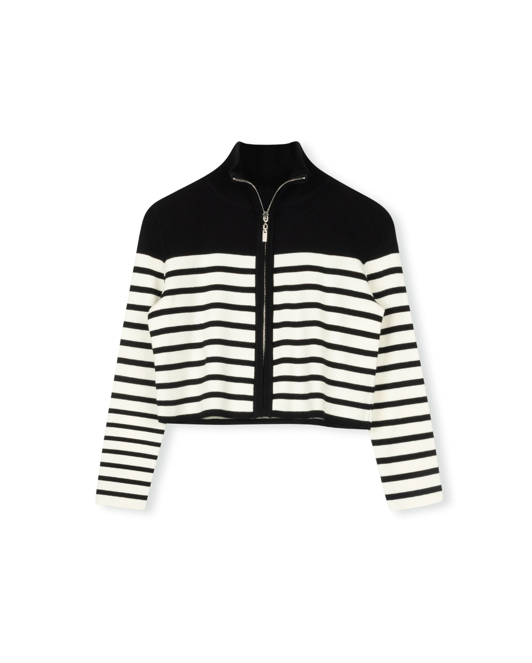 J STRIPE ZIPPER CARDIGAN