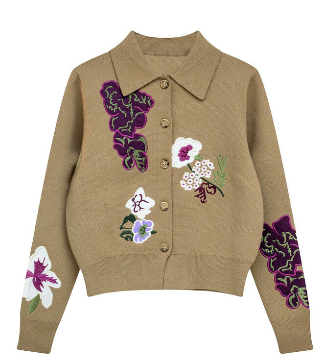 J EMBROIDERED CROP KNIT JACKET