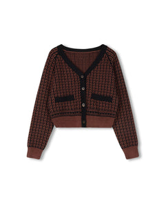 J HONEYCOMB TRIM CARDIGAN
