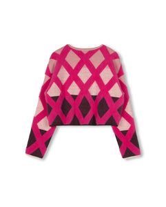 J COLOR BLOCK DIAMOND SEAM SWEATER