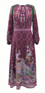 J CHIFFON PRINTED WAISTED MAXI DRESS