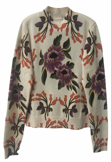 J COLORFUL PRINTED FLOWER SWEATER