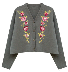 J FLORAL KNIT BUTTON DOWN CARDIGAN