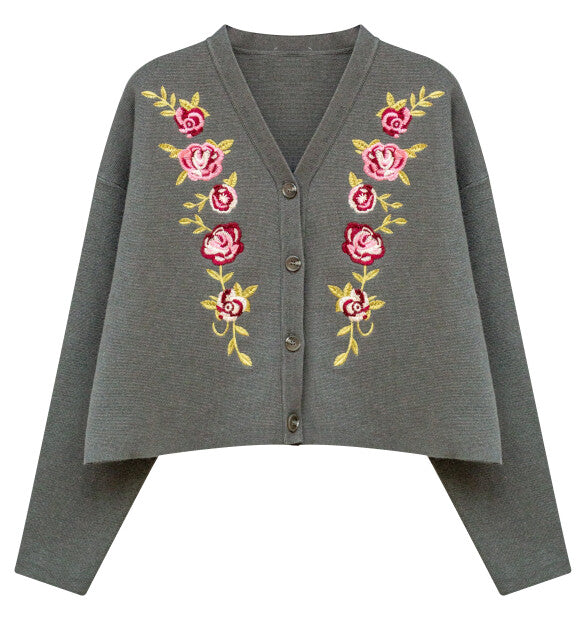 J FLORAL KNIT BUTTON DOWN CARDIGAN
