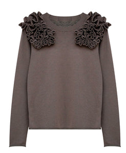 J RUFFLED NECK SWEATER
