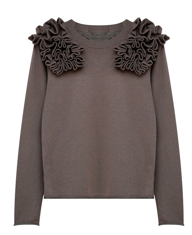 J RUFFLED NECK SWEATER