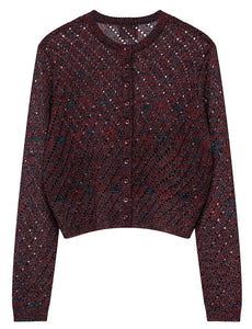 J KNIT COLORFUL CROP CARDIGAN