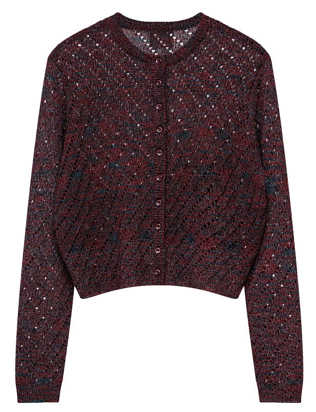J KNIT COLORFUL CROP CARDIGAN