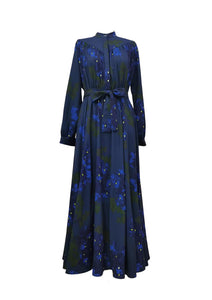 J DIAGONAL SHIRRED WAISTED MAXI DRESS