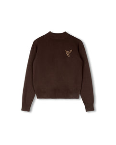 J FLOWER EMBROIDERED CREW NECK