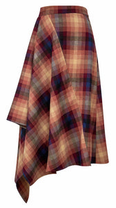 J PLAID SIDE RUFFLE SKIRT