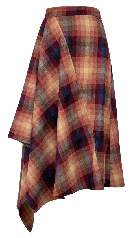 J PLAID SIDE RUFFLE SKIRT