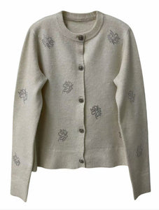 J RHINESTONE APPLIQUE CARDIGAN