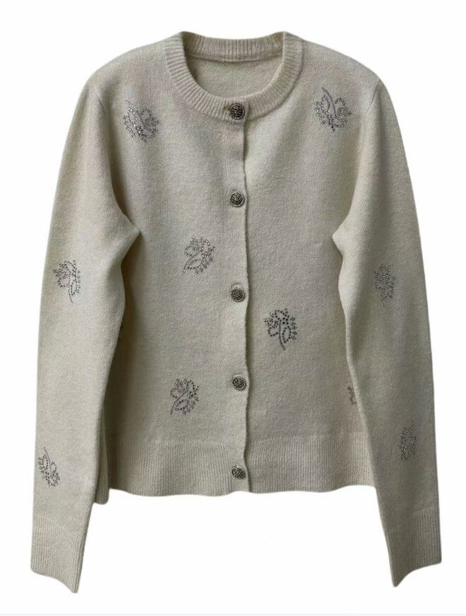 J RHINESTONE APPLIQUE CARDIGAN