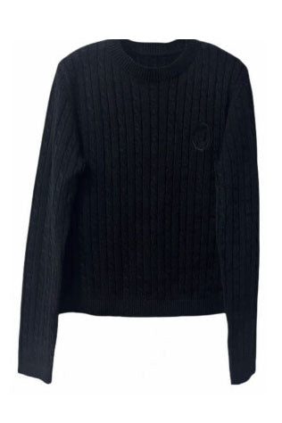J METALLIC CABLE KNIT CREW NECK