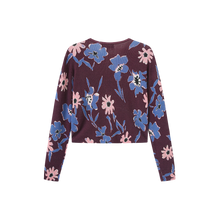 Load image into Gallery viewer, J FLORAL BURGUNDY KNIT CARDIGAN
