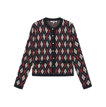 Load image into Gallery viewer, J CHECKERED GOLD BUTTON CARDIGAN
