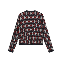 Load image into Gallery viewer, J CHECKERED GOLD BUTTON CARDIGAN
