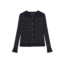 Load image into Gallery viewer, J CROP RIBBED GOLD BUTTON CARDIGAN
