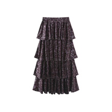 Load image into Gallery viewer, J ELM TIERED VELVET FLORAL SKIRT
