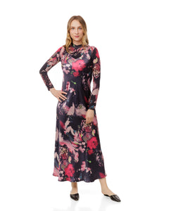 LU FLORAL PRINTED MESH MOCK NECK