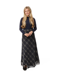 LU PLAID FRINGED SKIRT