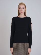 Load image into Gallery viewer, YAL DROP SHOULDER STRIPE BUTTON DETAIL SWEATER - Tops
