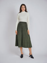 Load image into Gallery viewer, YAL HOUNDSTOOTH KNIT PLEATED A LINE SKIRT - Skirts
