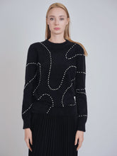 Load image into Gallery viewer, YAL PEARL SWIRL DESIGN FUZZ SWEATER - Tops
