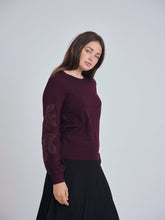 Load image into Gallery viewer, YAL SHIMMER STITCHED SLEEVE SWEATER - Tops
