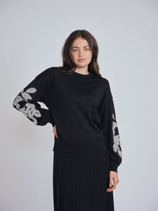 YAL SHIMMER STITCHED SLEEVE SWEATER - Tops