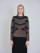 Load image into Gallery viewer, YAL SHIMMER V STRIPE SWEATER - Tops
