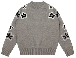 J ANN BIG FLOWER KNIT SWEATER
