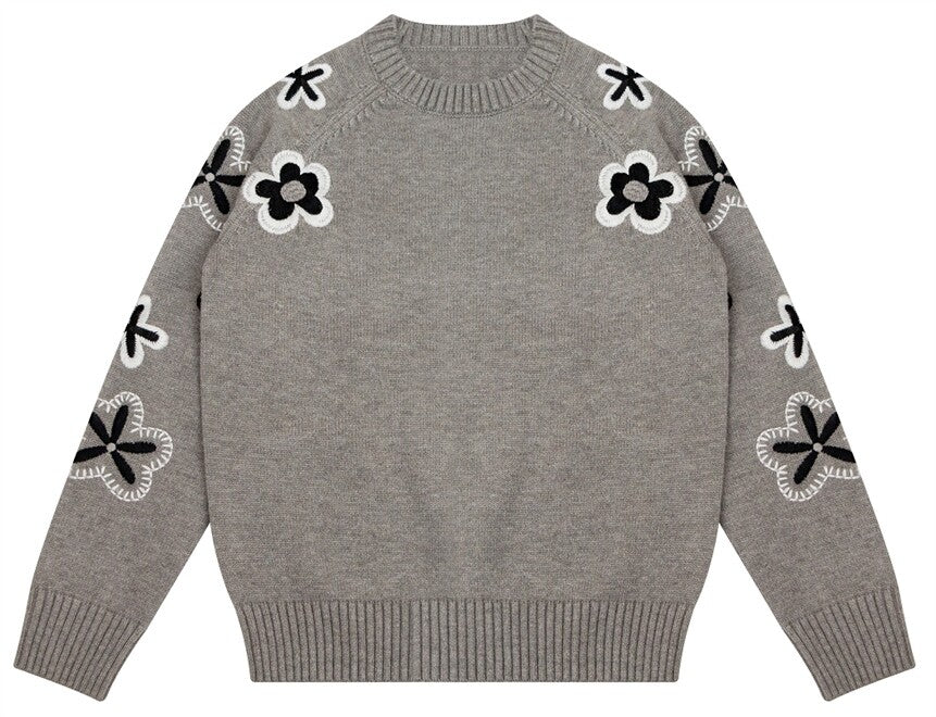 J ANN BIG FLOWER KNIT SWEATER
