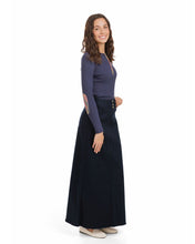 Load image into Gallery viewer, LU 3 BUTTON DENIM SKIRT-BLACK DENIM
