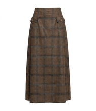 Load image into Gallery viewer, LI ALINE SUEDE PLAID SKIRT WITH 2 MOCK POCKETS
