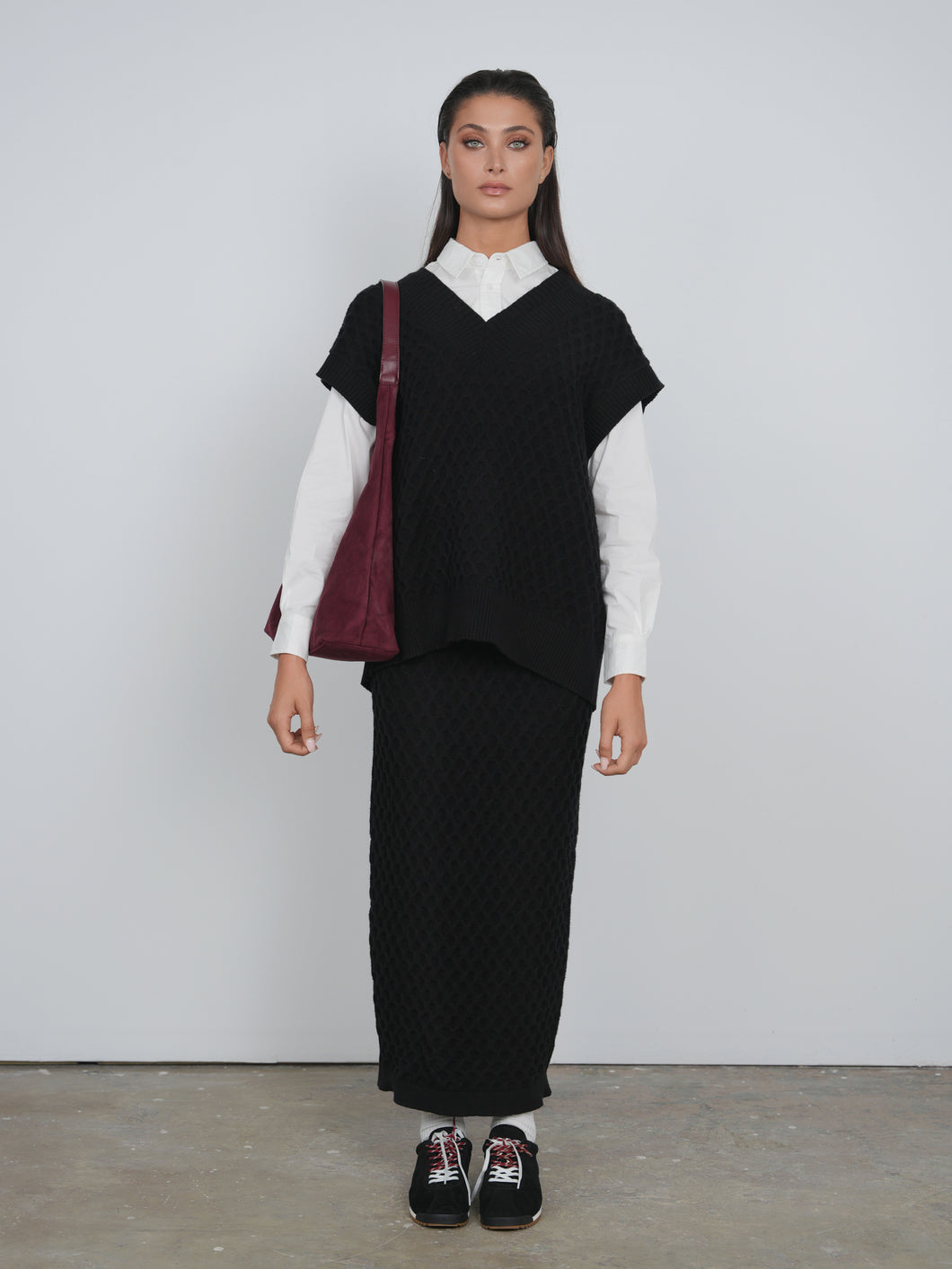TG STRAIGHT KNIT MAXI SKIRT