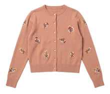 Load image into Gallery viewer, LI BUTTON DOWN CARDIGAN WITH EMBROIDERED FLOWERS

