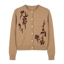 Load image into Gallery viewer, LI CREW NECK BUTTON DOWN SWEATER W SIDE EMBROID
