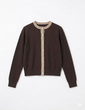 Load image into Gallery viewer, LI CREW NECK BUTTON DOWN CARDIGAN WITH TRIM
