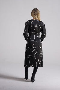 IV DRAWSTRING WAIST DRESS W RANDOM SCRIBBLES - DRESSES