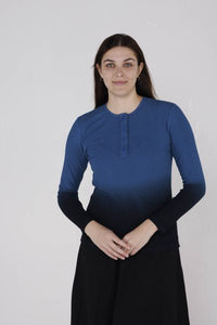 IV RIBBED OMBRE HENLEY TOP - TOPS