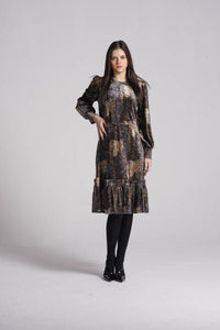 IV SNAKESKIN VELVET PRINT DRESS W LOW RUFFLE - DRESSES