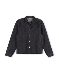 J ARBOR - DENIM BUTTON DOWN TIE BLOUSE - TOPS