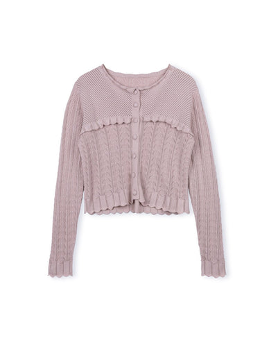 J COTTON KNIT EYELET CARDIGAN - Tops