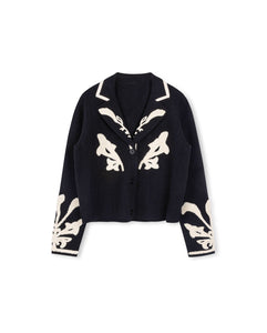 J EMBROIDERED KNIT BLAZER - TOPS