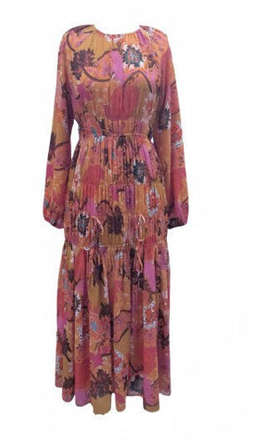 J FLORAL PRINTED CHIFFON MAXI DRESS - Dresses